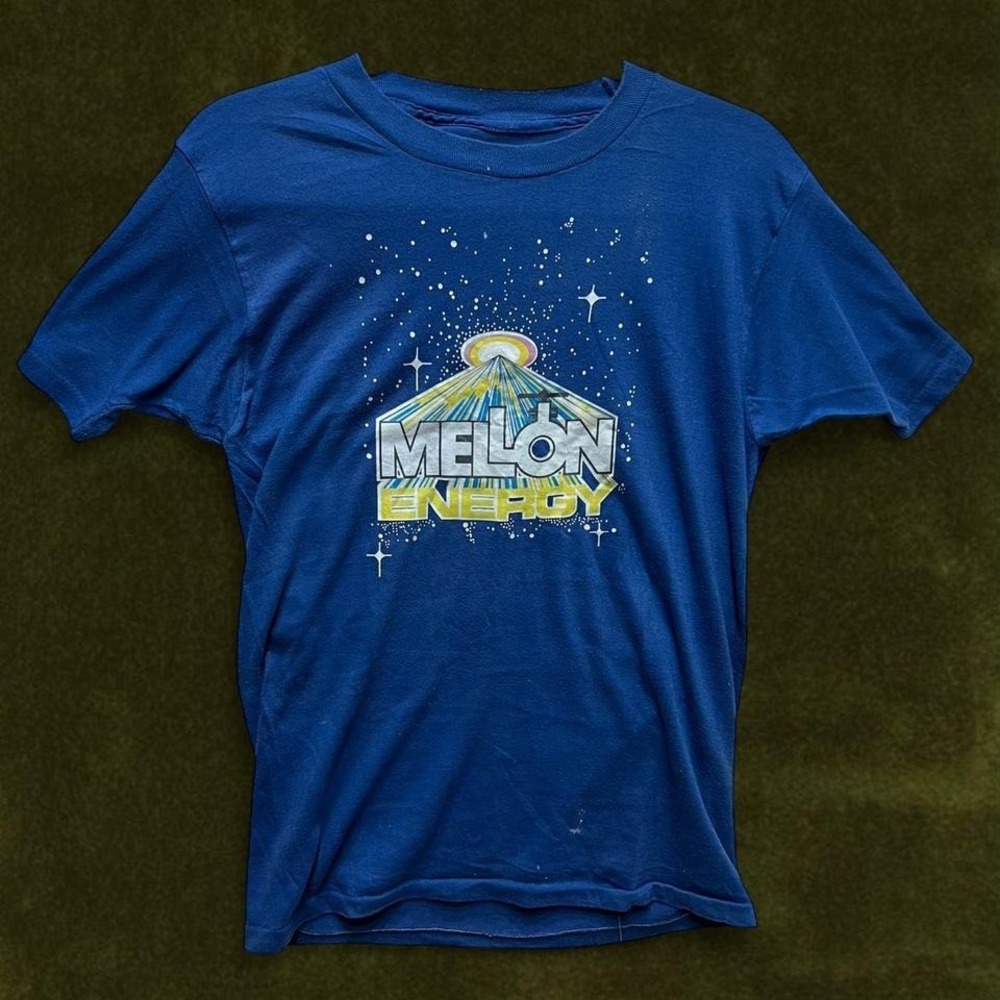RARE 80s Single Stitch "Mellon Energy" Tech Tee - Vaporwave Size m